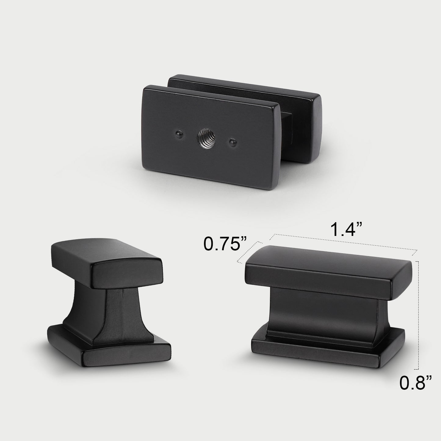 Knobwell Matte Black Rectangle Kitchen Cabinet Knobs, Decorative Dresser Drawer Pulls - PS92001BK