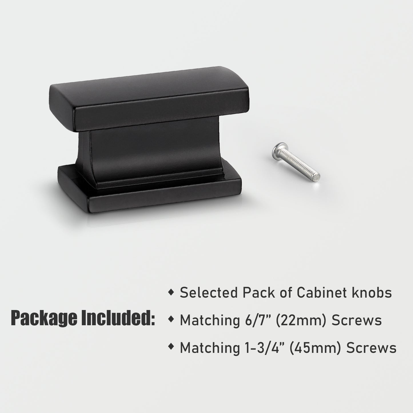 Knobwell Matte Black Rectangle Kitchen Cabinet Knobs, Decorative Dresser Drawer Pulls - PS92001BK
