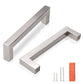 Brushed Nickel Square Cabinet Pulls Stainless Steel Modern Handles for Kitchen Cupboards/Drawers (Single Hole - 12-3/5'') - PDDJ27HSS