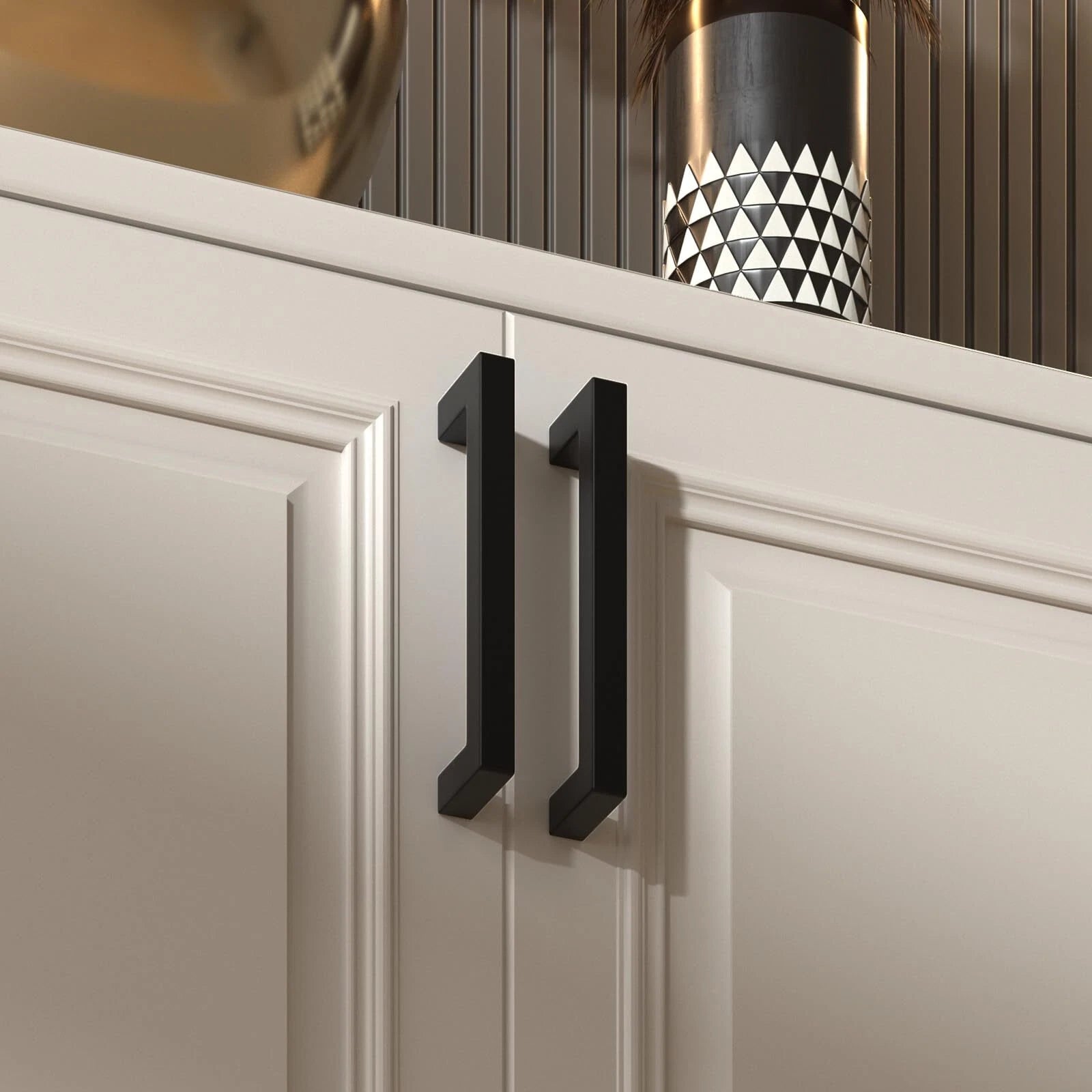 dresser handles black KNOBWELL Matte Black Square Cabinet Pulls Stainless Steel Modern Handles for Kitchen Cupboards/Drawers-PDDJS12HBK 3" (76mm) / 2 Pack