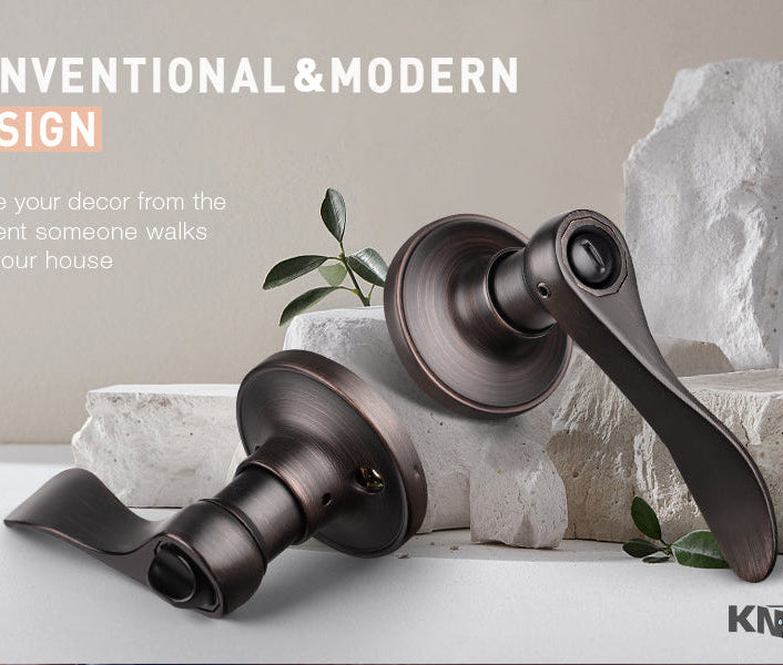 KNOBWELL Colonial Bronze Privacy Door Lever Handle With Lock For Bathroom