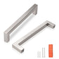 Brushed Nickel Square Cabinet Pulls Stainless Steel Modern Handles for Kitchen Cupboards/Drawers (Single Hole - 12-3/5'') - PDDJ27HSS