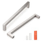 Brushed Nickel Square Cabinet Pulls Stainless Steel Modern Handles for Kitchen Cupboards/Drawers (Single Hole - 12-3/5'') - PDDJ27HSS