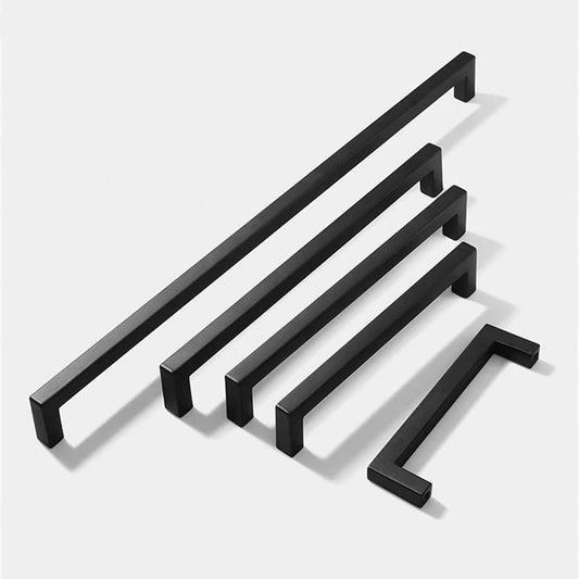 Matte Black Square Cabinet Pulls Stainless Steel Modern Handles for Kitchen Cupboards/Drawers (2-1/2'' - 12-3/5'') - PDDJS12HBK