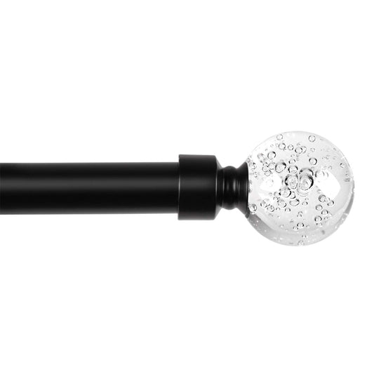3/4 inch Black Cafe Curtain Rod with Bubble Glass Ball Finials