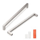 Brushed Nickel Square Cabinet Pulls Stainless Steel Modern Handles for Kitchen Cupboards/Drawers (Single Hole - 12-3/5'') - PDDJ27HSS