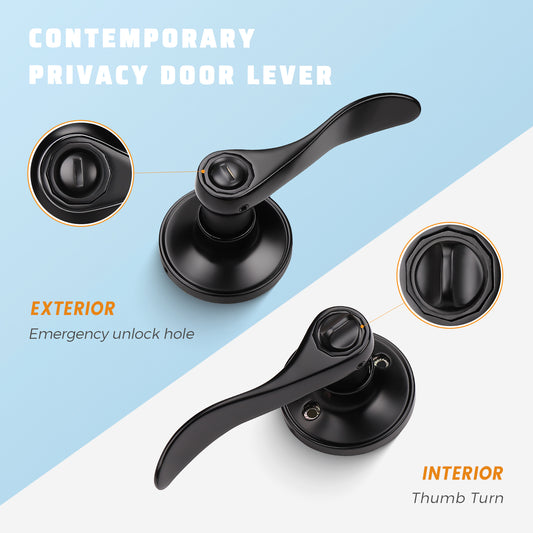KNOBWELL Colonial 5 Pack Black Privacy Interior Round Door Handles