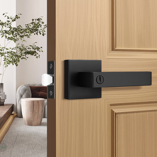 KNOBWELL Modern Craftsman Push Button Privacy Door Handle(No Keys)