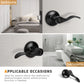 Front and back view of KNOBWELL Colonial 5 Pack Black Privacy Interior Round Door Handles