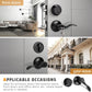 Front and back view of KNOBWELL Colonial Black Keyed Entry Lever Set with Single Cylinder Deadbolt
