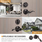Front and back view of KNOBWELL Colonial Bronze Keyed Entry Lever Set with Single Cylinder Deadbolt
