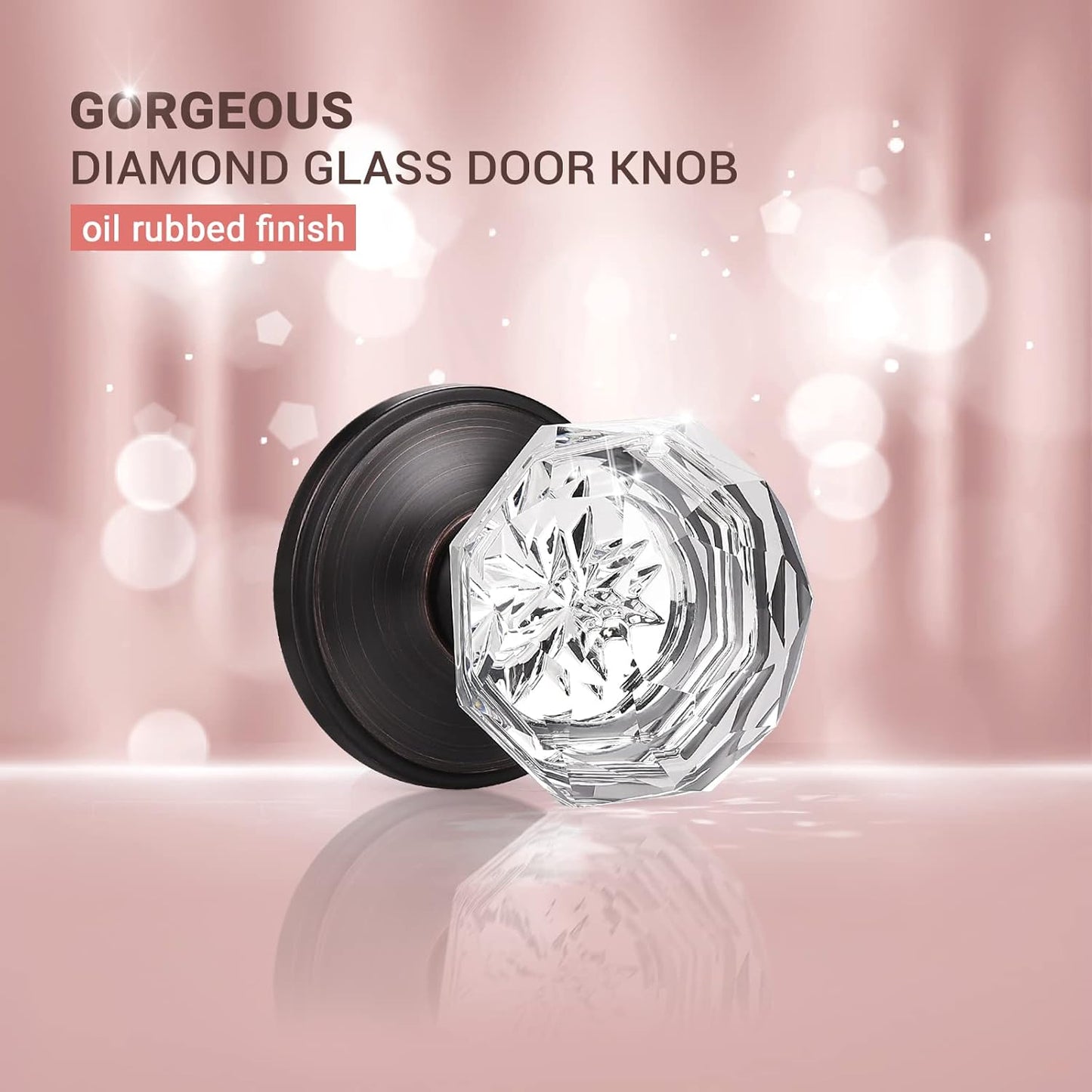 Modern Octagon Crystal Dummy Door Knobs, Frosted Glass Design - DLC3DM