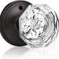 Modern Octagon Crystal Privacy Door Knobs, Frosted Glass Design - DLC3BK