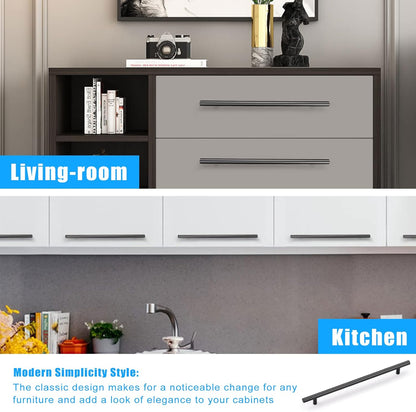 Matte Black Stainless Steel Pulls for Cabinets/Drawers/Cupboards (2-1/2'' - 10'') - PD3383HBK