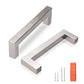 Brushed Nickel Square Cabinet Pulls Stainless Steel Modern Handles for Kitchen Cupboards/Drawers (Single Hole - 12-3/5'') - PDDJ27HSS