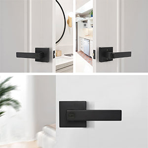 Knobwell Matte Black Craftsman Style Door Handles for bedroom and bathroom- DL01