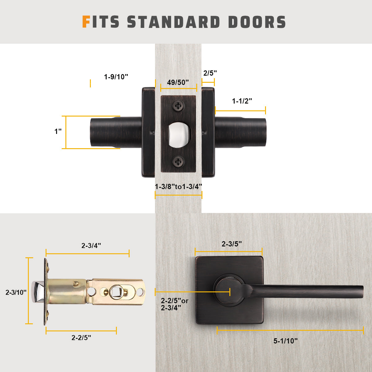 Mid Century Modern Passage Door Levers (No Lock) - DL1603PS