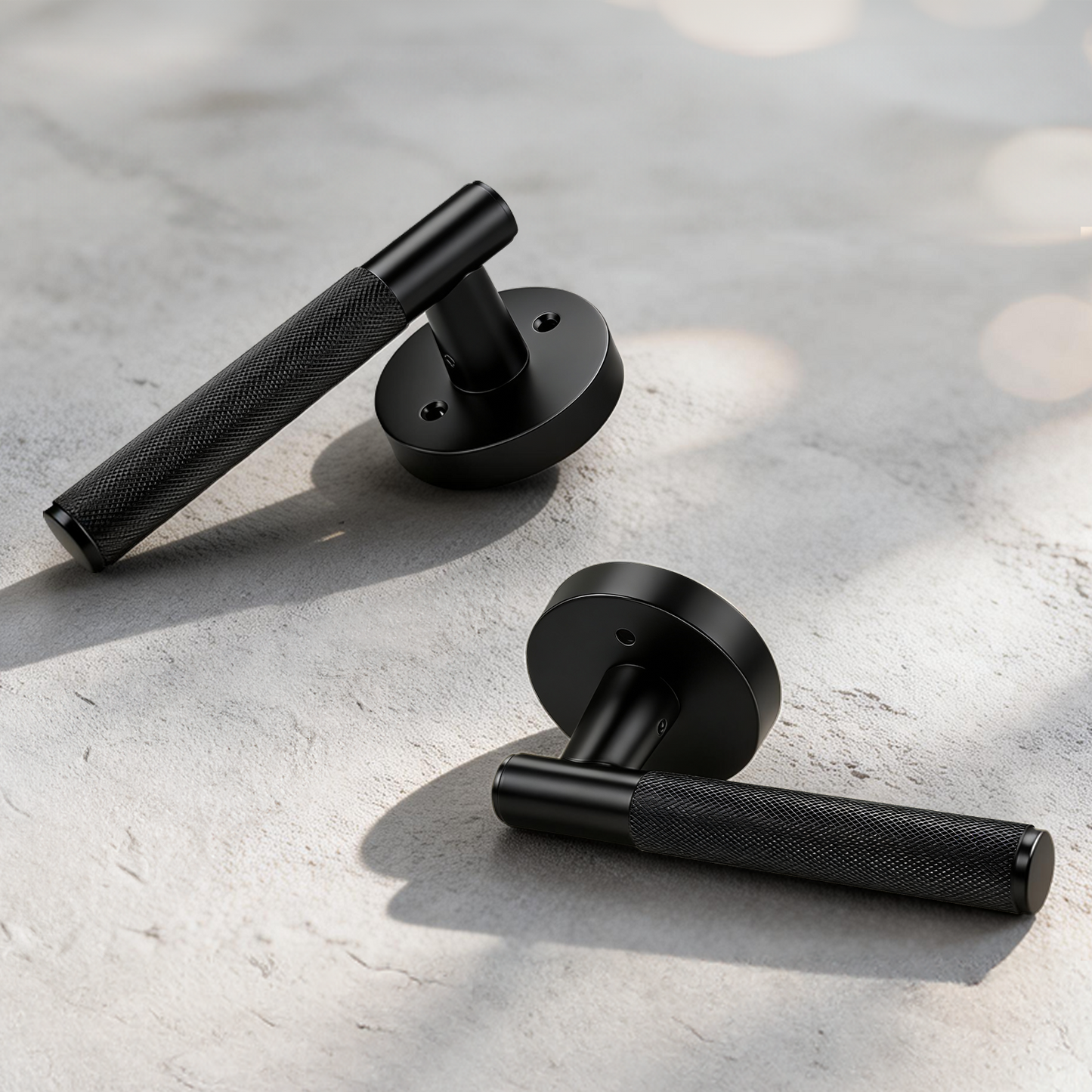 KNOBWELL Knurled Door Handle Round Style, Interior Door Handle Privacy/Passage Function