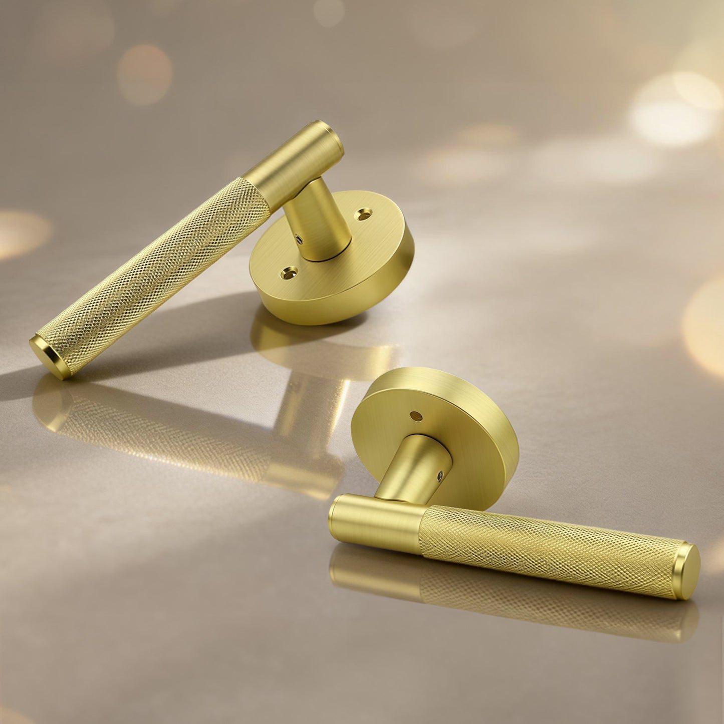 KNOBWELL Knurled Door Handle Round Style, Interior Door Handle Privacy/Passage Function