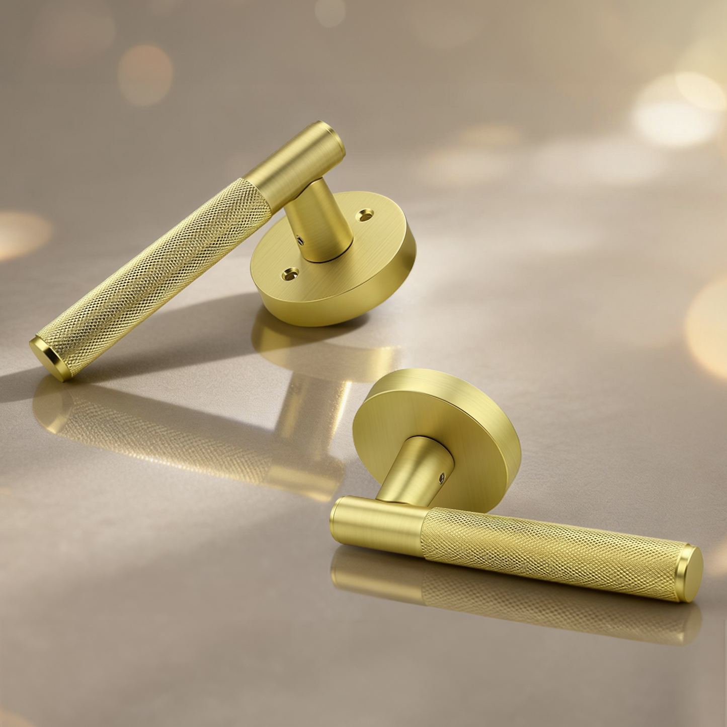 KNOBWELL Knurled Door Handle Round Style, Interior Door Handle Privacy/Passage Function