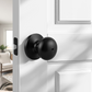 KNOBWELL Modern Privacy Black Door Knobs With Lock for Interior Doors