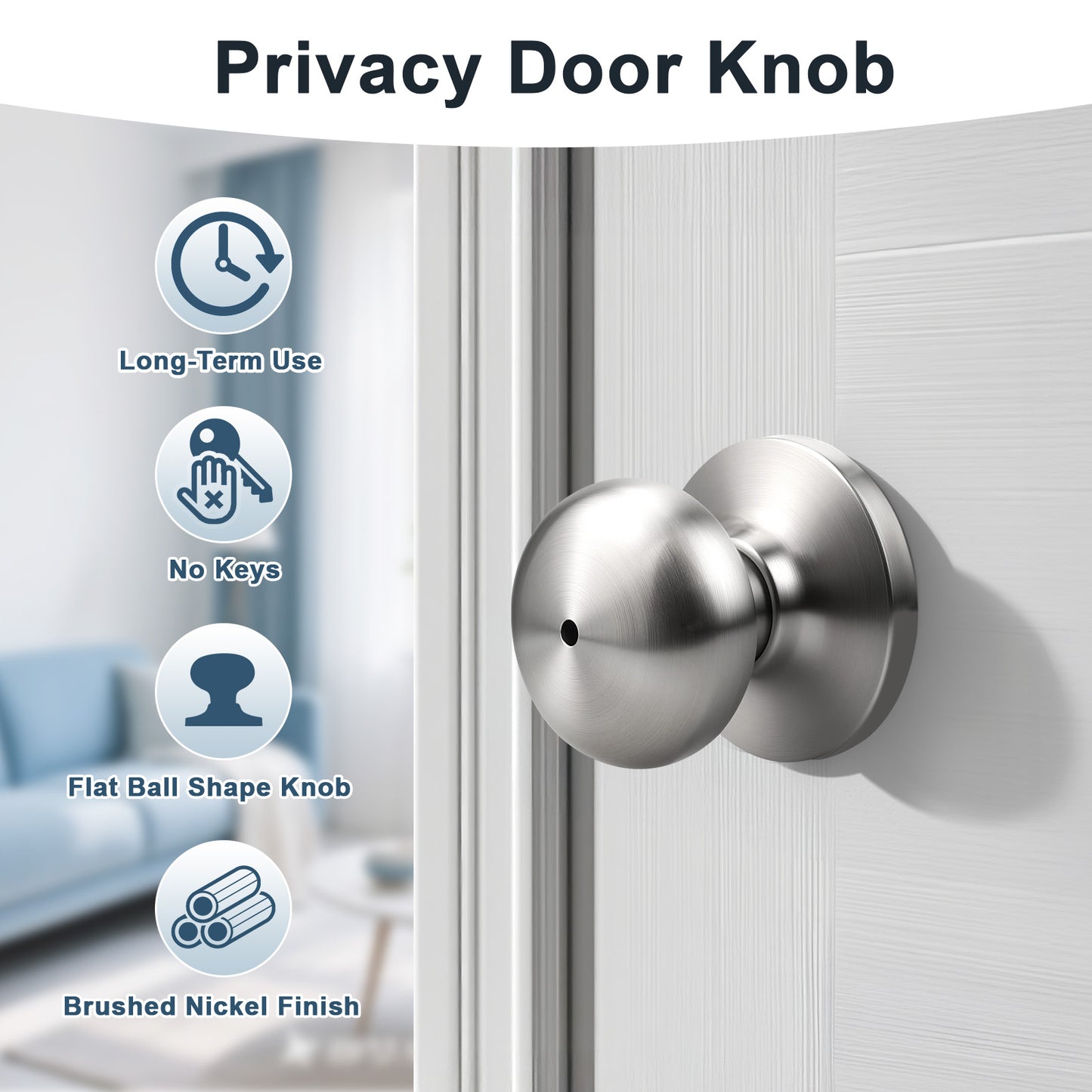 KNOBWELL Modern Round Interior Door Knobs-All Function