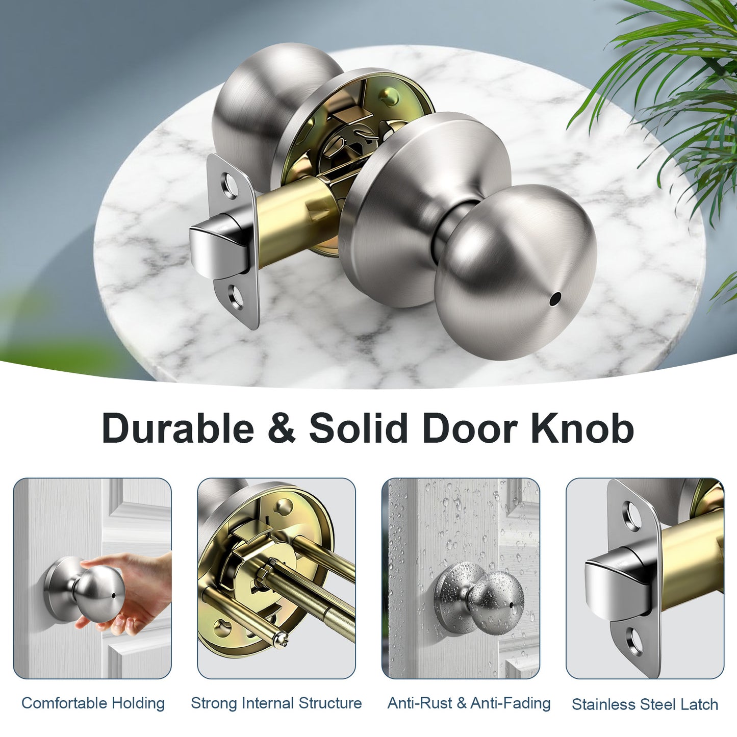 KNOBWELL Modern Round Interior Door Knobs-All Function