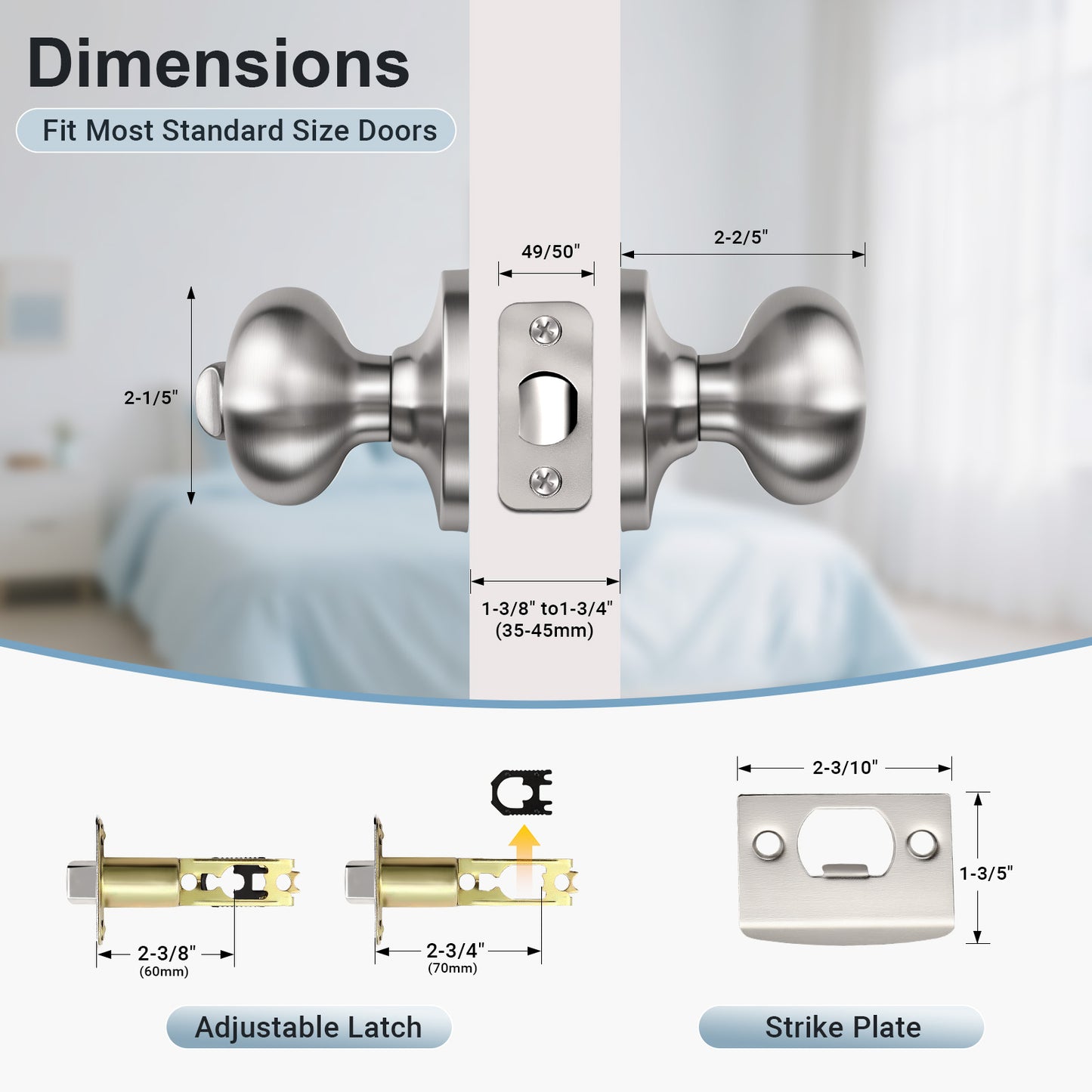 KNOBWELL Modern Round Interior Door Knobs-All Function