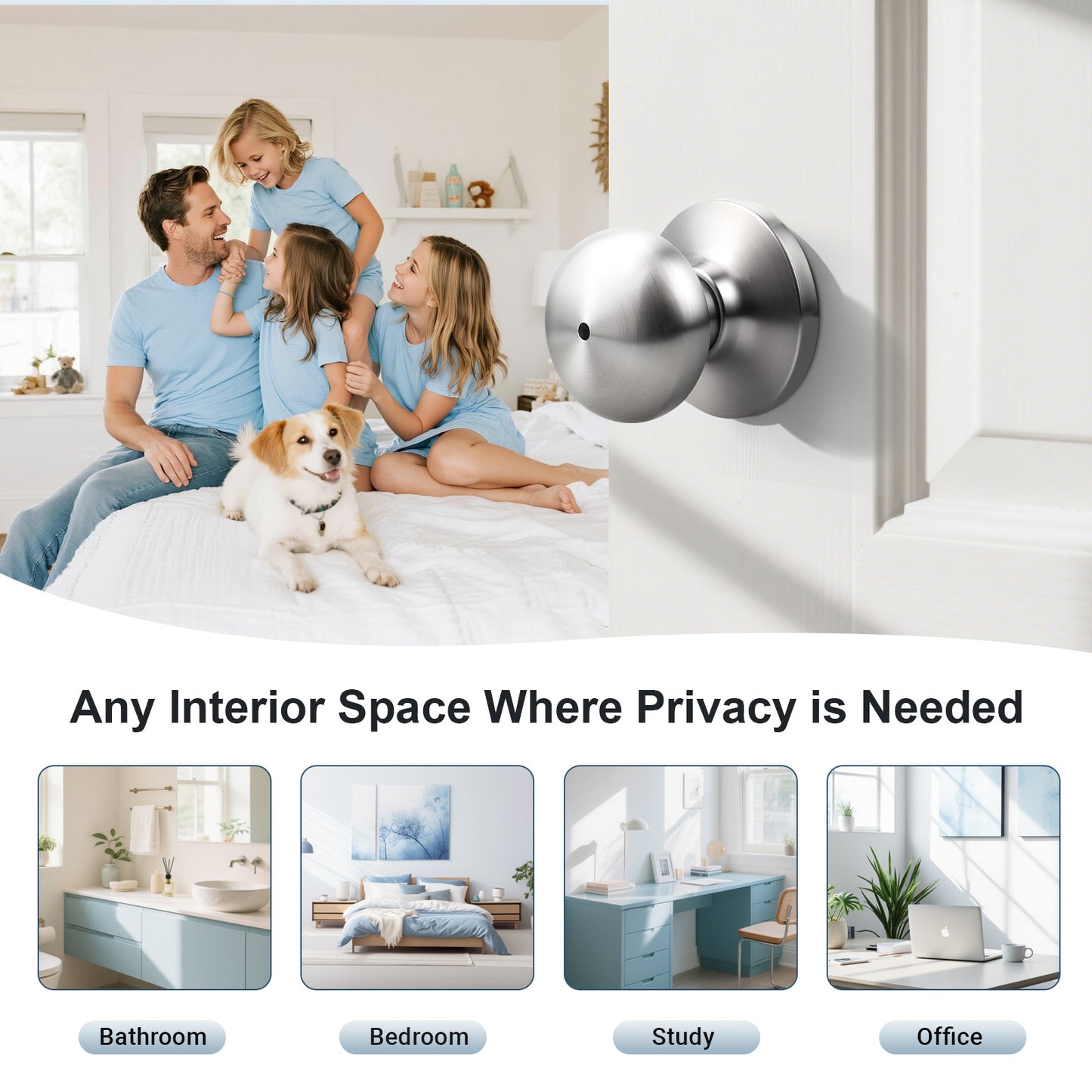 KNOBWELL Modern Round Interior Door Knobs-All Function