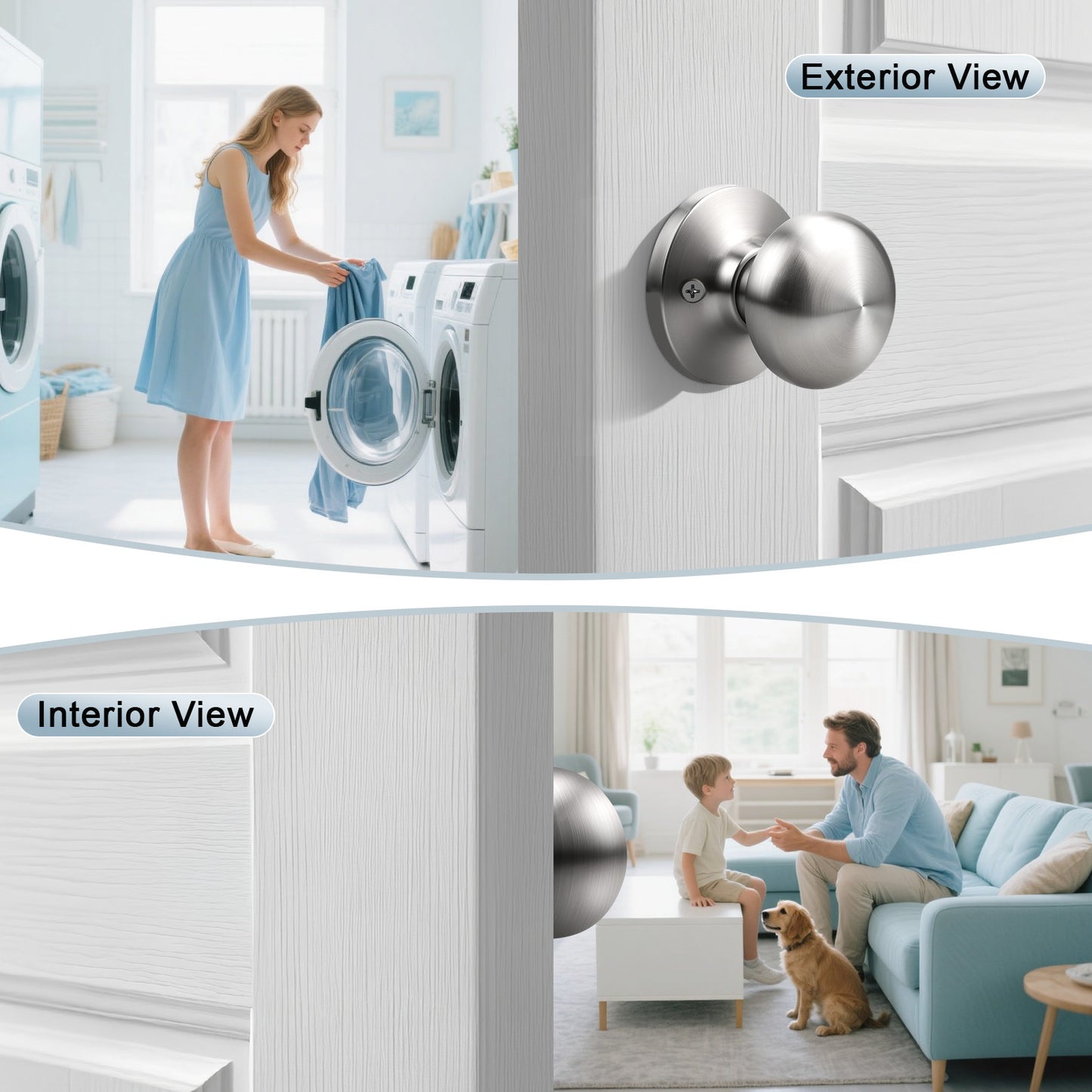 KNOBWELL Modern Round Interior Door Knobs-All Function