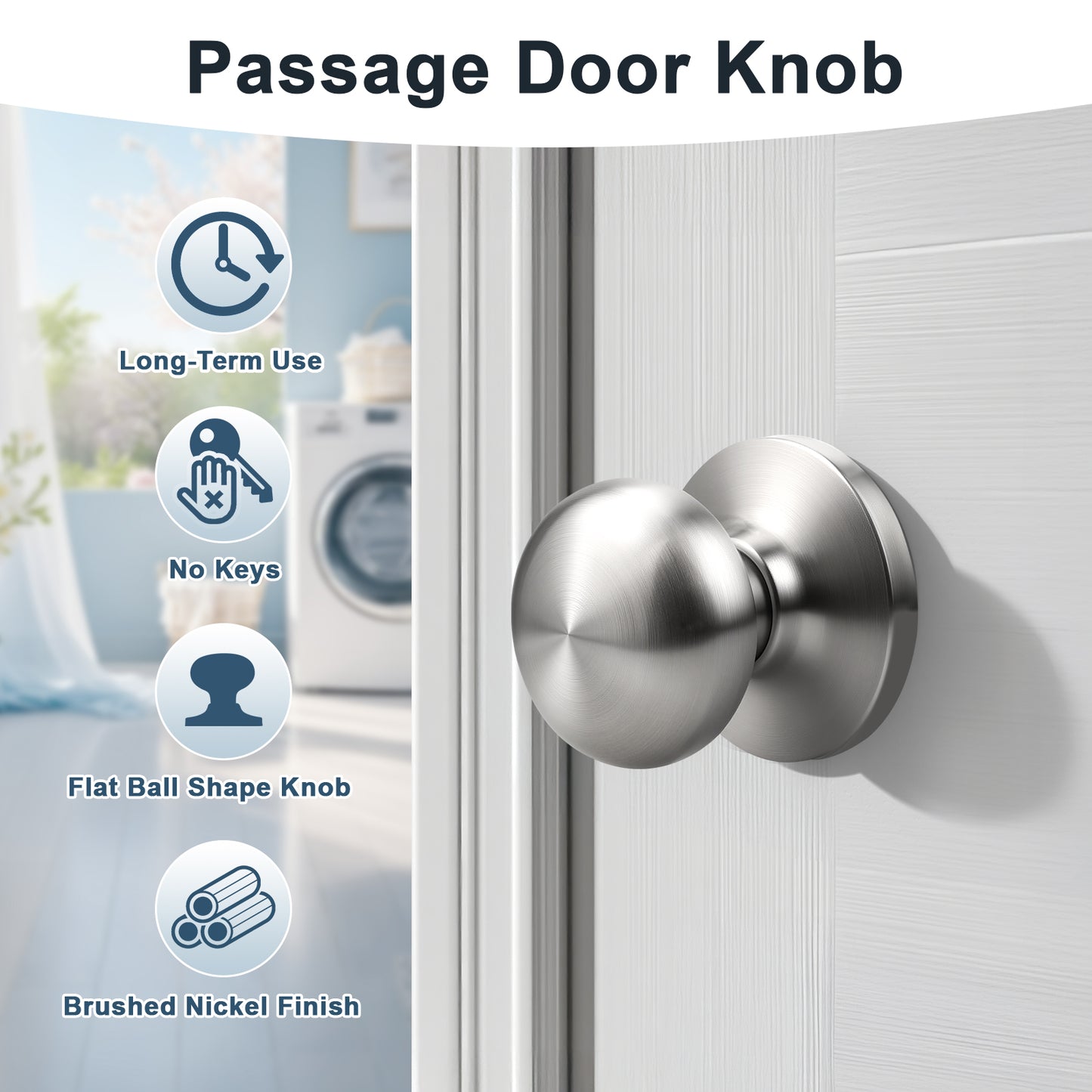 KNOBWELL Modern Round Interior Door Knobs-All Function