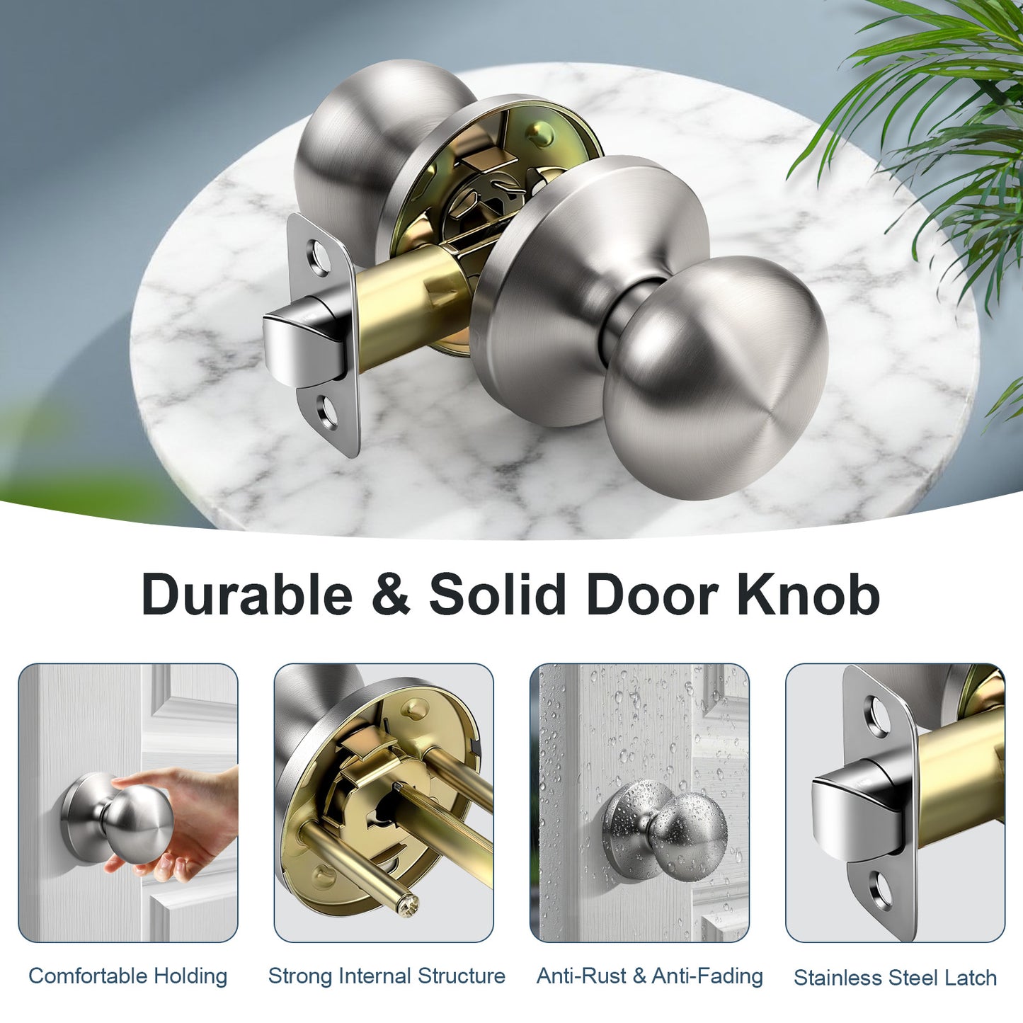 KNOBWELL Modern Round Interior Door Knobs-All Function