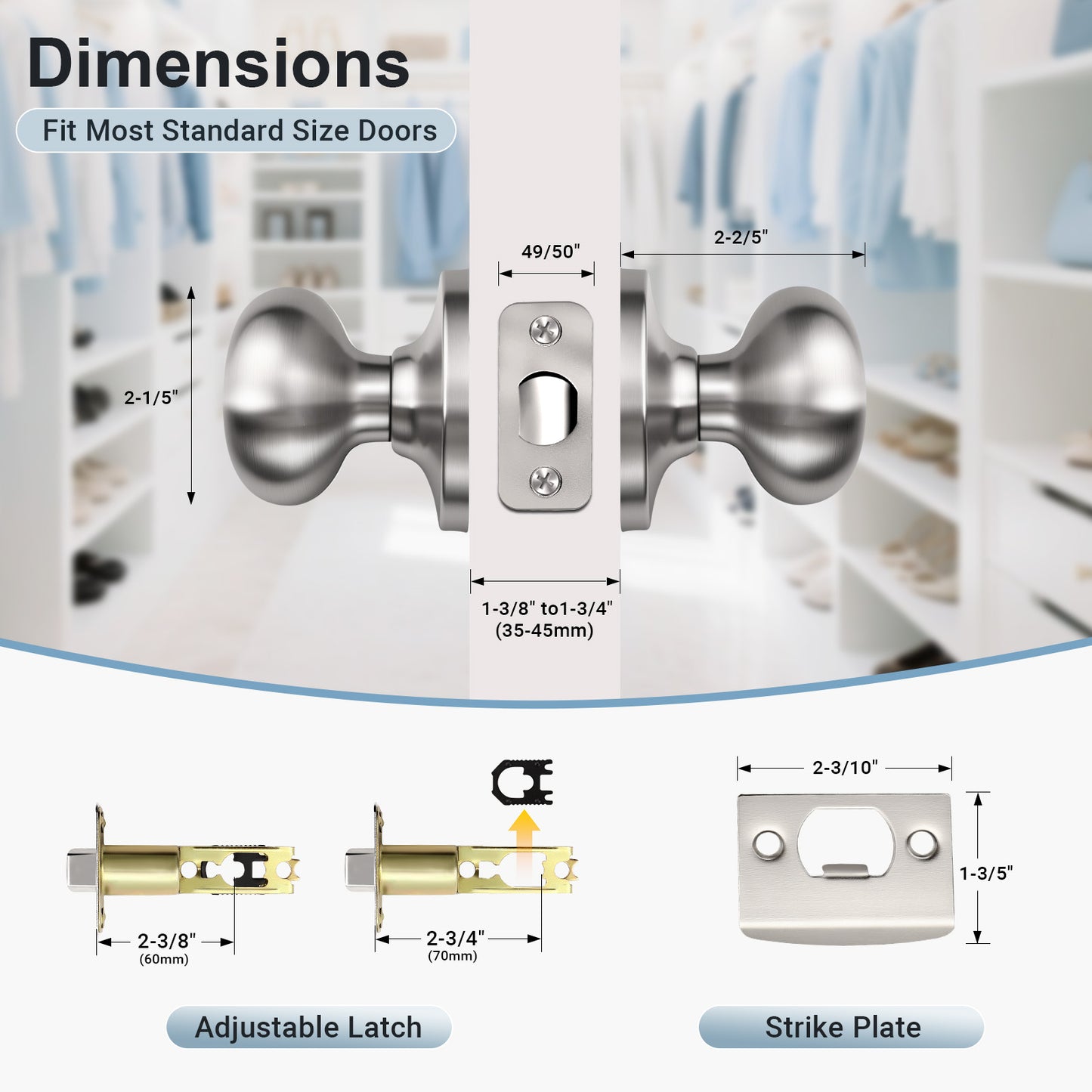 KNOBWELL Modern Round Interior Door Knobs-All Function