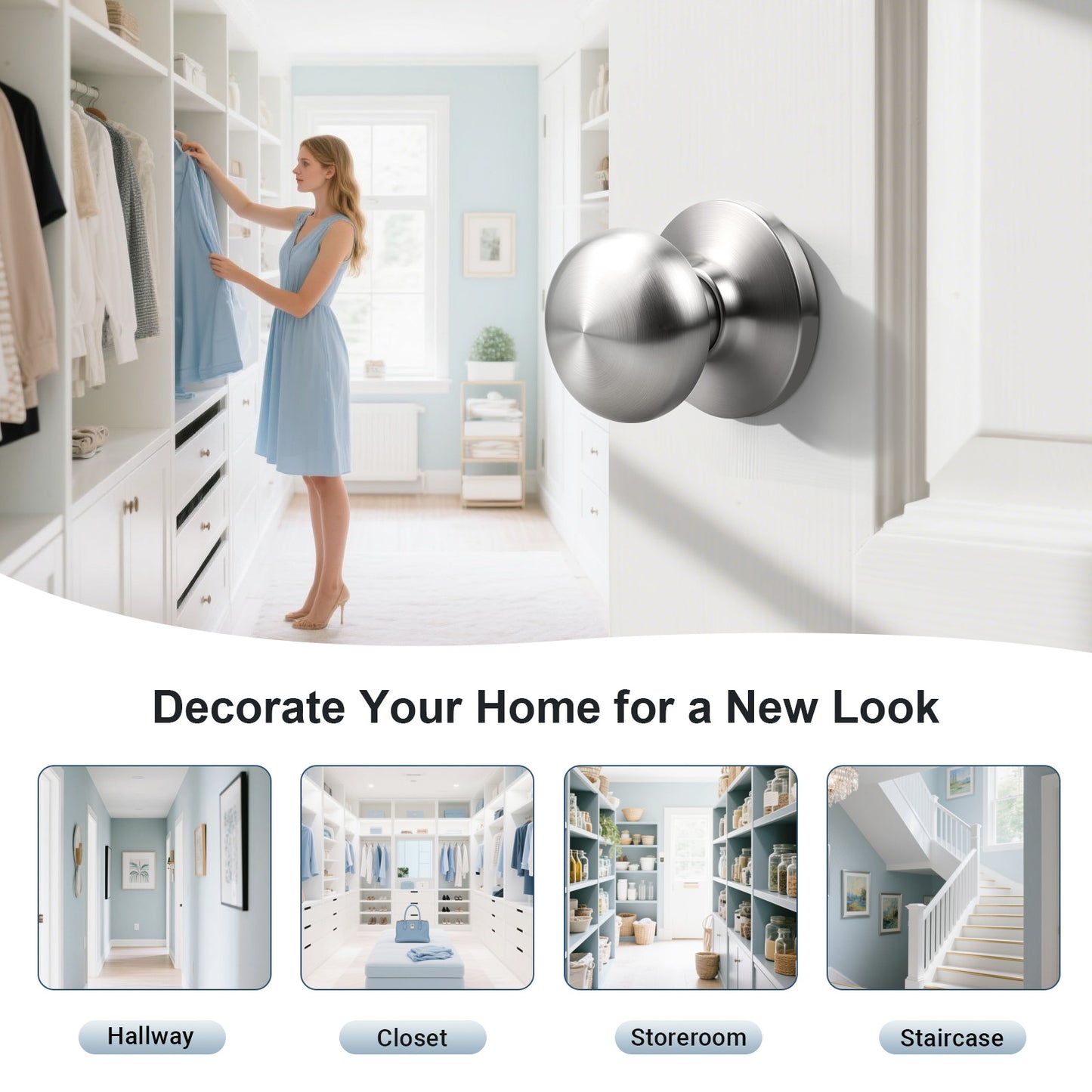 KNOBWELL Modern Round Interior Door Knobs-All Function