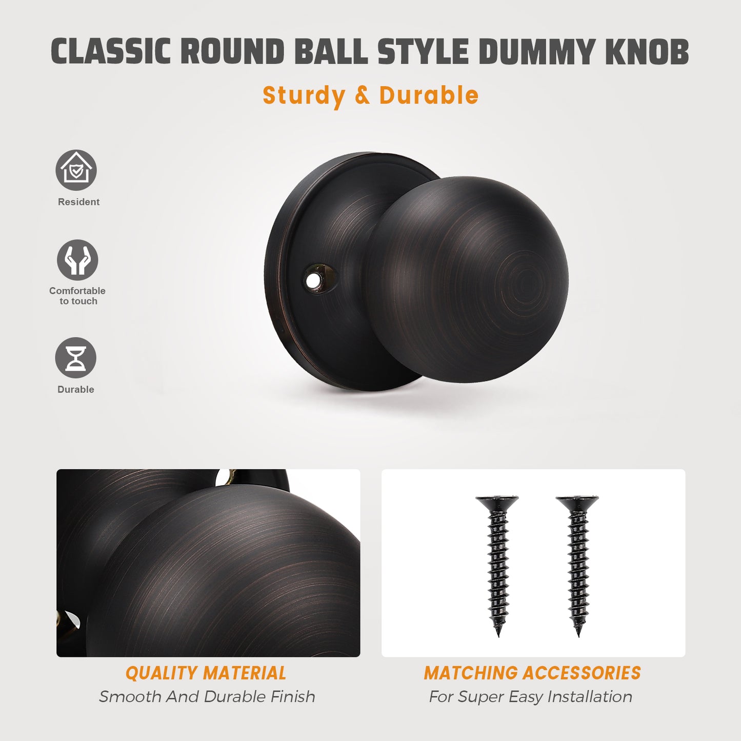 Round Ball Single Dummy Door Knobs - DL607DM