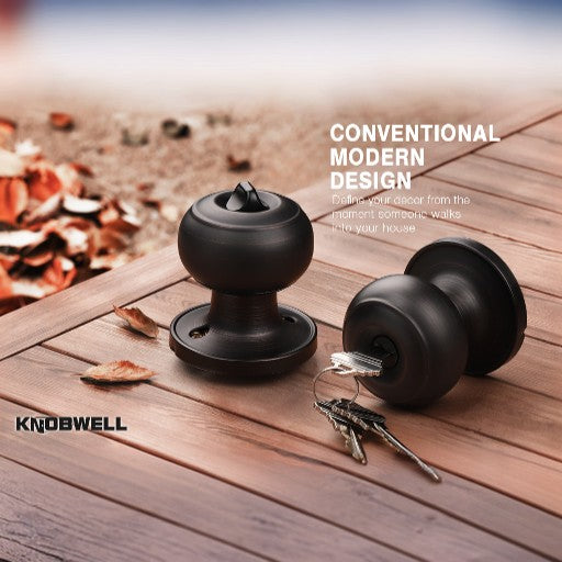 Round Push Button Privacy Door Knobs - DL609BK