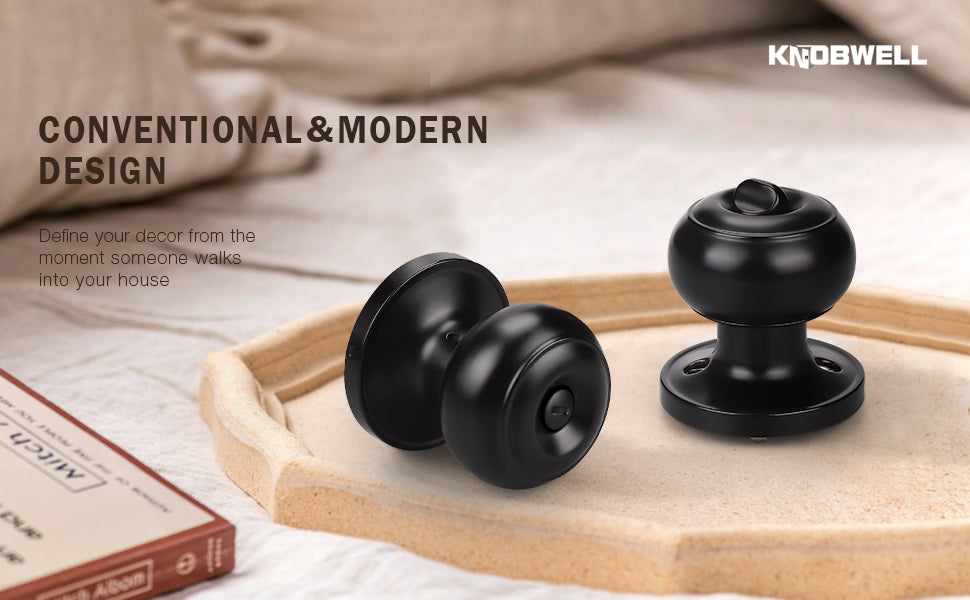 KNOBWELL Flat Ball Passage Interior Door Knobs Without Lock