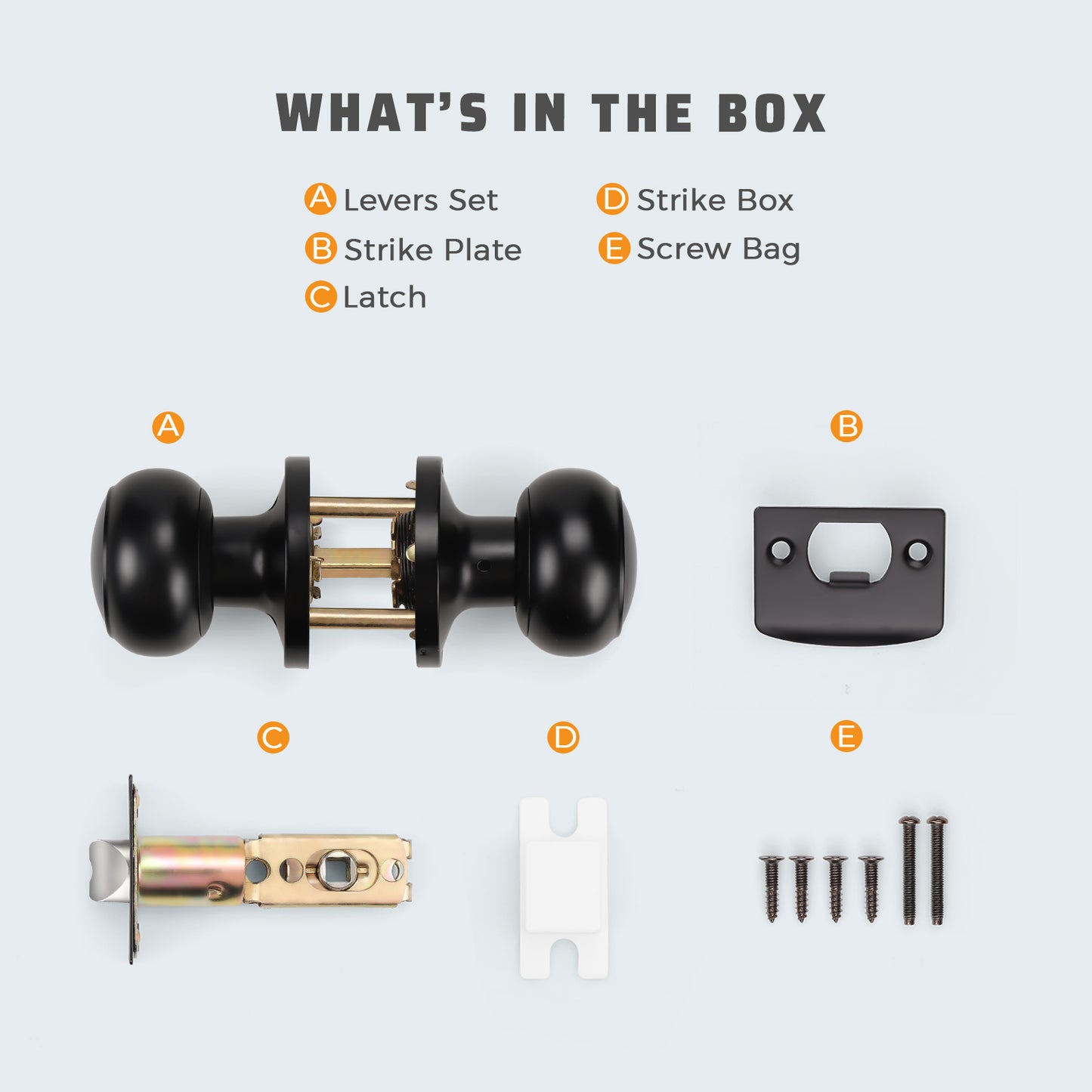 KNOBWELL Flat Ball Pasage Interior Door Knobs with Locks