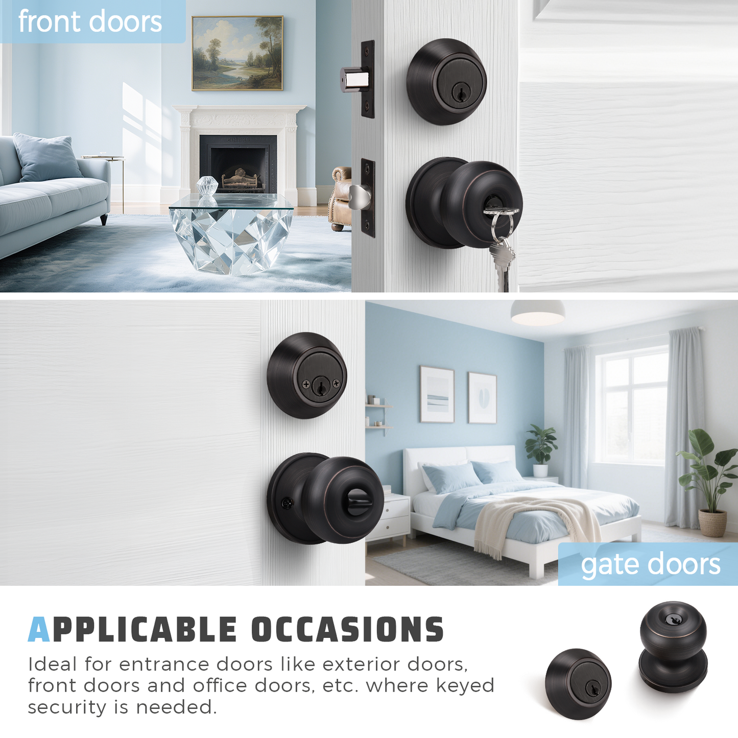 KNOBWELL Double Cylinder Keyed Entry Door Knob With Deadbolt