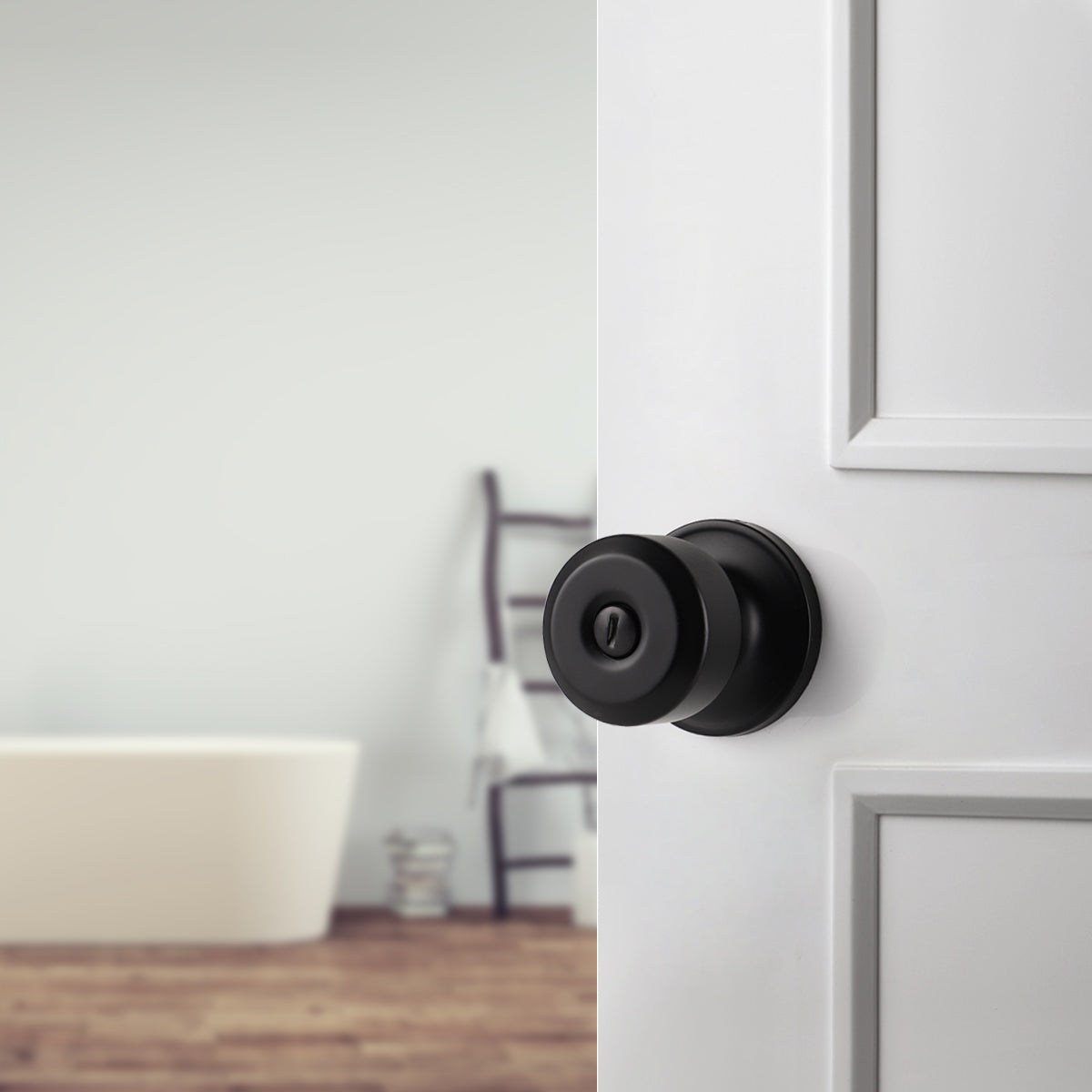 Cylinder Push Button Privacy Door Knobs - DL610BK