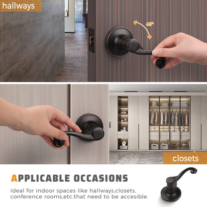 Side view of KNOBWELL Antique Door Lever With Passage (Right Handing)