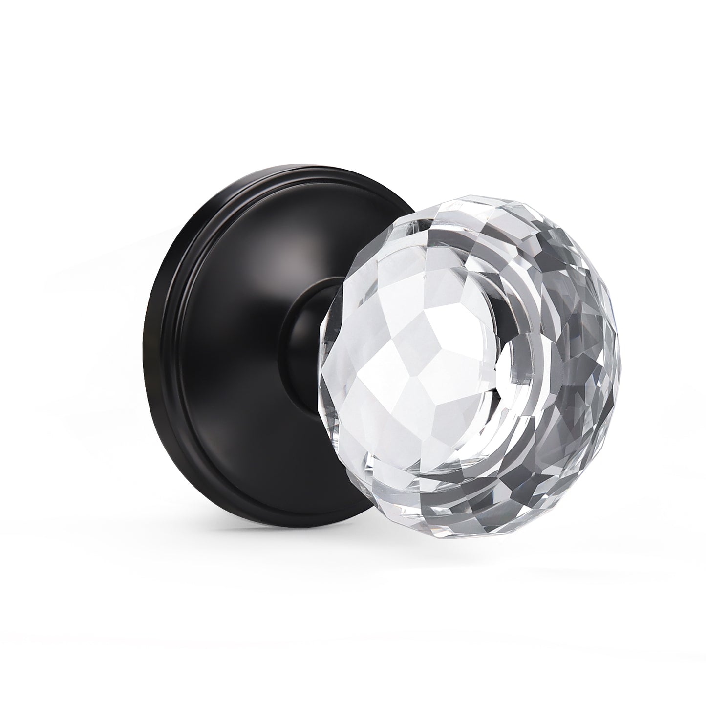 Modern Globe Faceted Crystal Dummy Door Knobs with Round Plate - DLC10DM