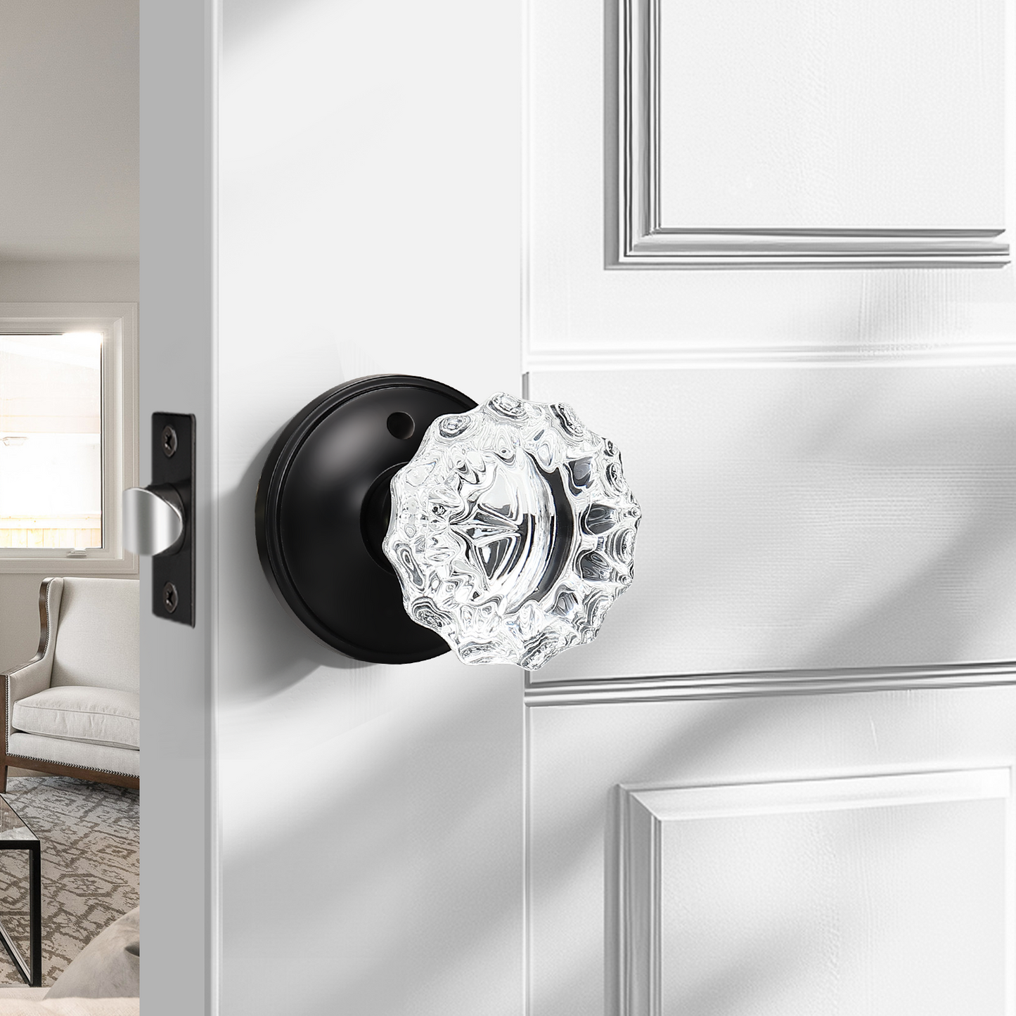 Knobwell Modern Crystal Door Knobs with Classic Round Rosette - DLC20
