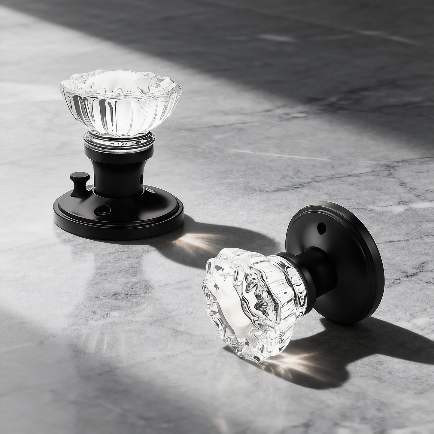 Knobwell Modern Crystal Door Knobs with Classic Round Rosette - DLC20