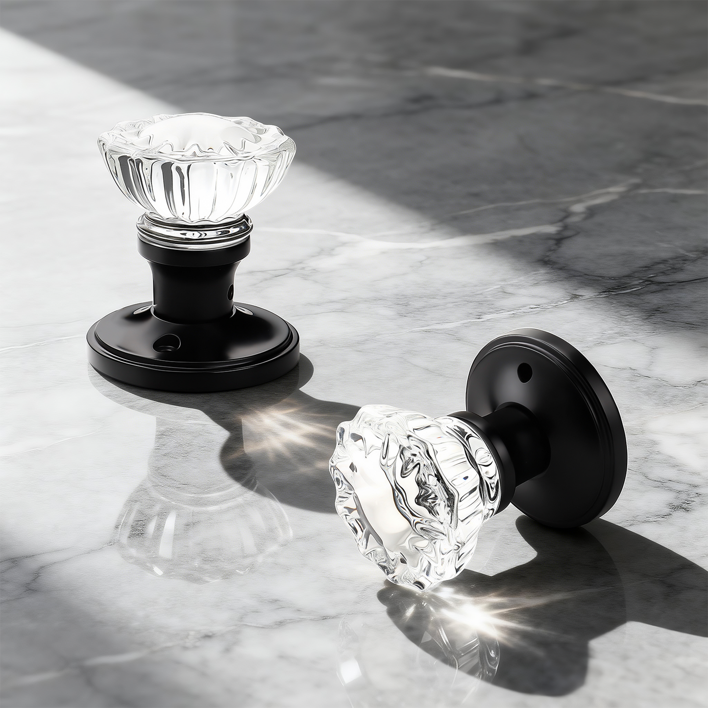 Knobwell Modern Crystal Door Knobs with Classic Round Rosette - DLC20