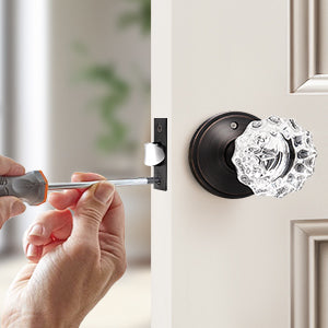 Modern Crystal Door Knobs with Classic Round Rosette - DLC20