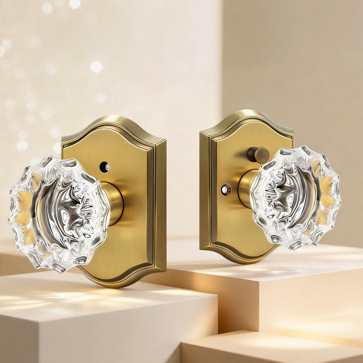 Vintage Glass Door Knobs With Lock For Interior Doors|KNOBWELL