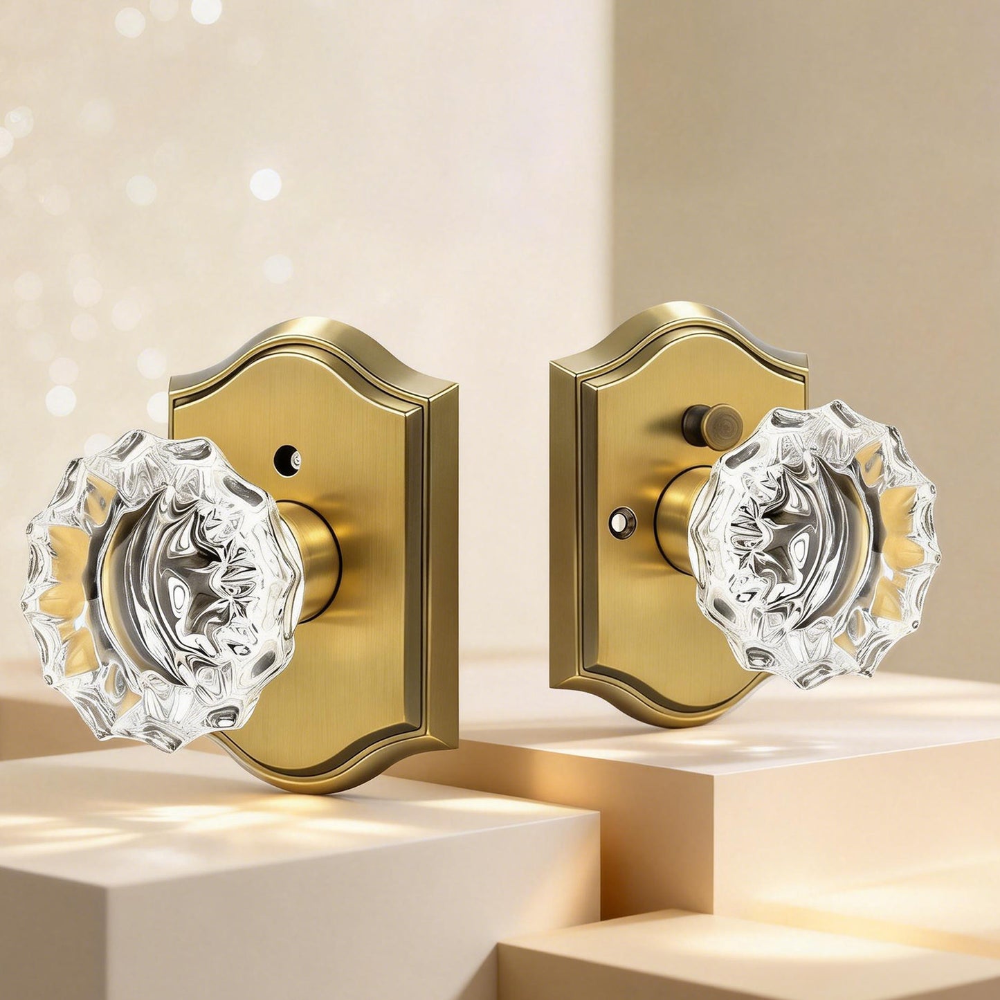 KNOBWELL Glass Door Knobs Interior, Vintage Crystal Door Knobs, Door Locksets（C20H）