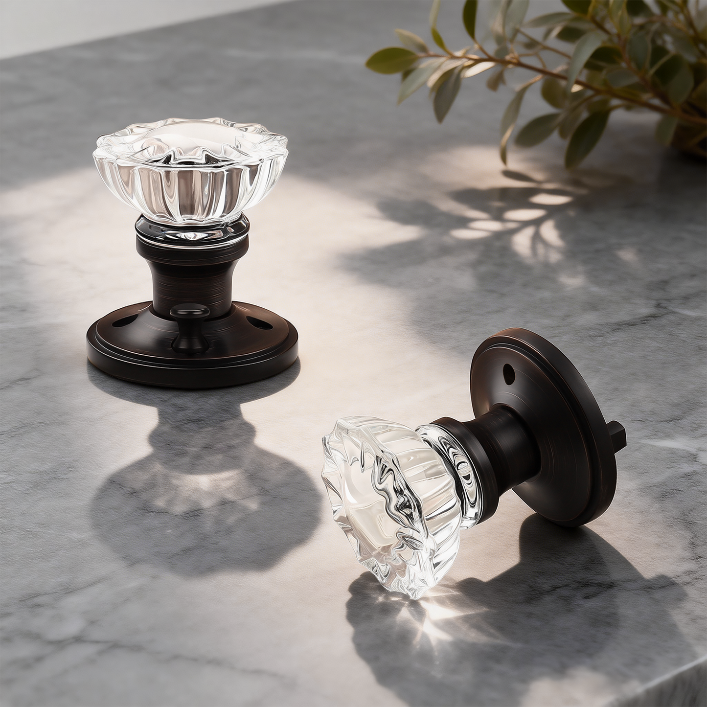 Knobwell Modern Crystal Door Knobs with Classic Round Rosette - DLC20