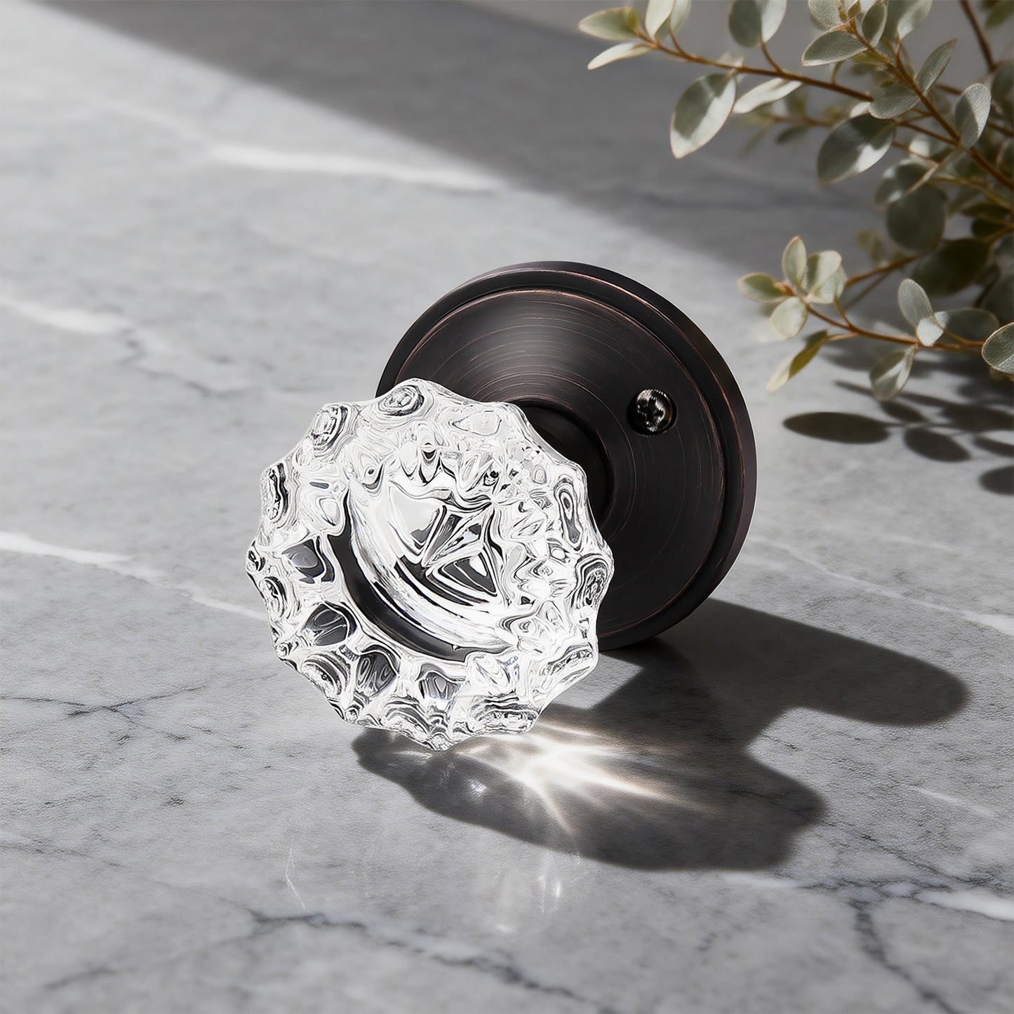 Knobwell Modern Crystal Door Knobs with Classic Round Rosette - DLC20